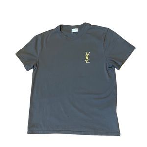 YSL Dark Grey Gd Embroidered Logo Tee size Large